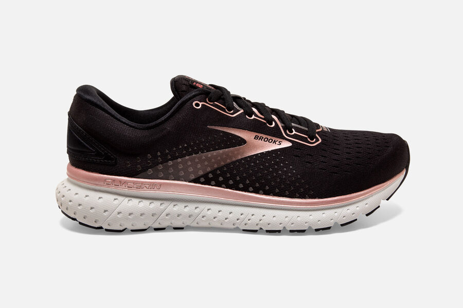 Womens Brooks Glycerin 18 Road Shoes Black/Rose Gold/Grey | 839205-MNR